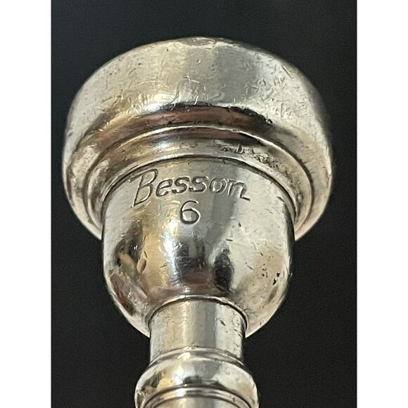 Vintage BESSON 6 MADE IN ENGLAND Trumpet Mouthpiece Silver Plated - Picture 2 of 8